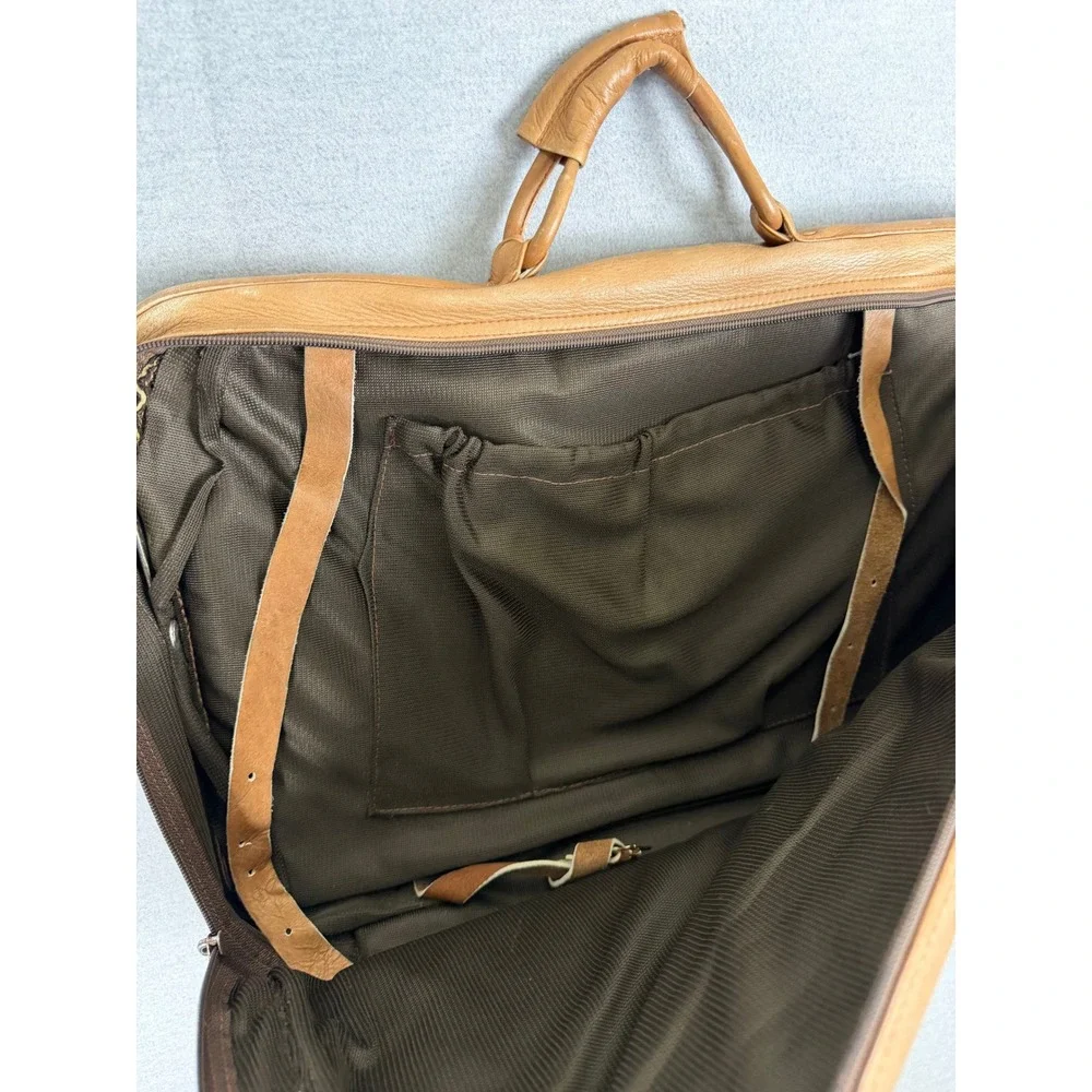 Vintage Tan Leather Briefcase Messenger Bag Laptop Travel Portfolio Tan Brown